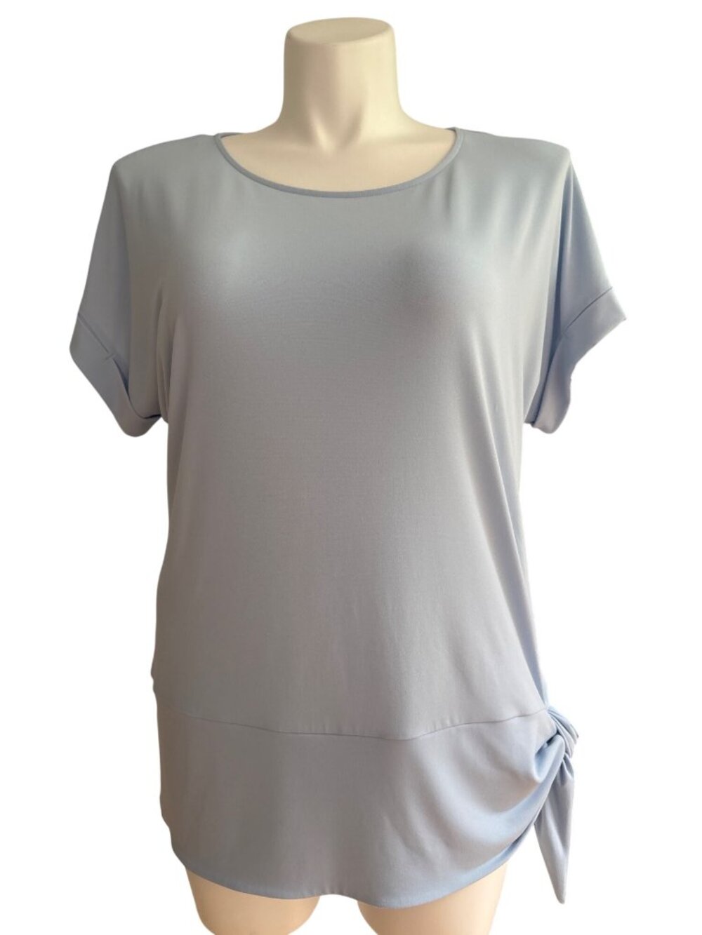 Calvin Klein Women's Light Blue Short Sleeve Tie-Front Top Size L